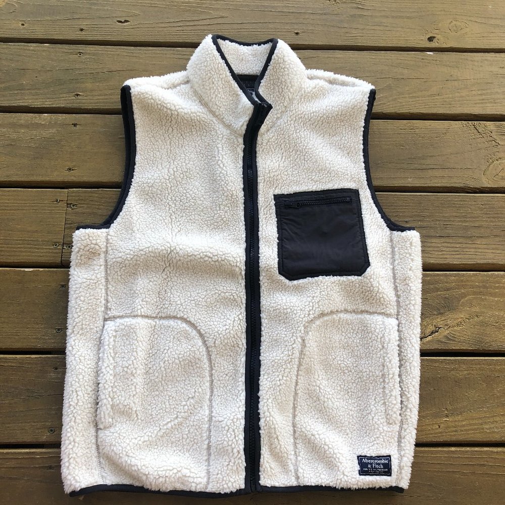 Men's Abercrombie & Fitch Off-White Sherpa Vest